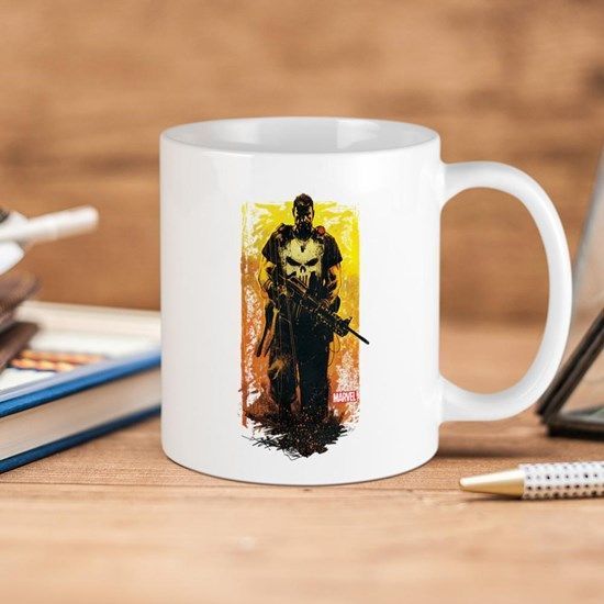 Marvel Comics Punisher Walking Premium Sublime Ceramic Coffee Mug White