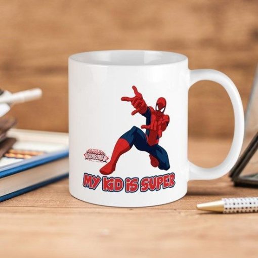 Marvel Comics Spider Man My Kid Is Super Premium Sublime Ceramic Coffee Mug White