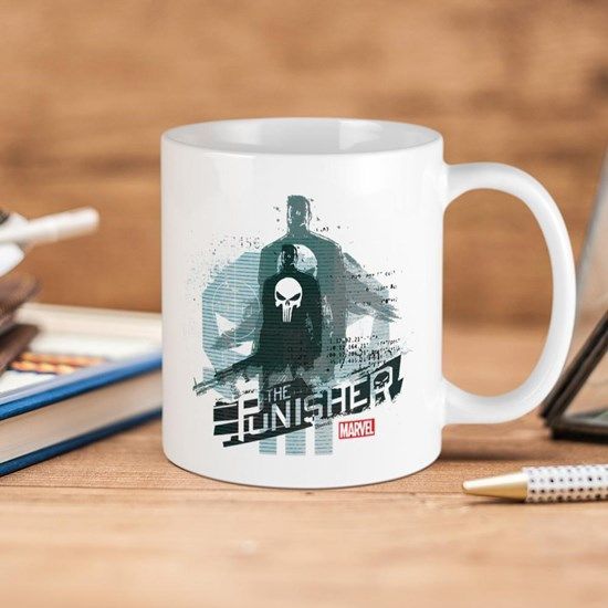 Marvel Comics The Punisher Badge Premium Sublime Ceramic Coffee Mug White