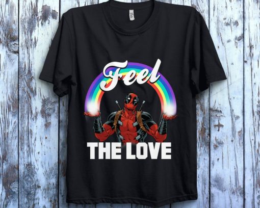 Marvel Deadpool Feel The LOVE Full Rainbow Arch Unisex Gift T-Shirt