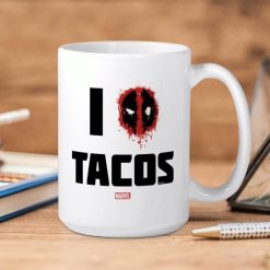 Marvel Deadpool I Love Tacos Premium Sublime Ceramic Coffee Mug White