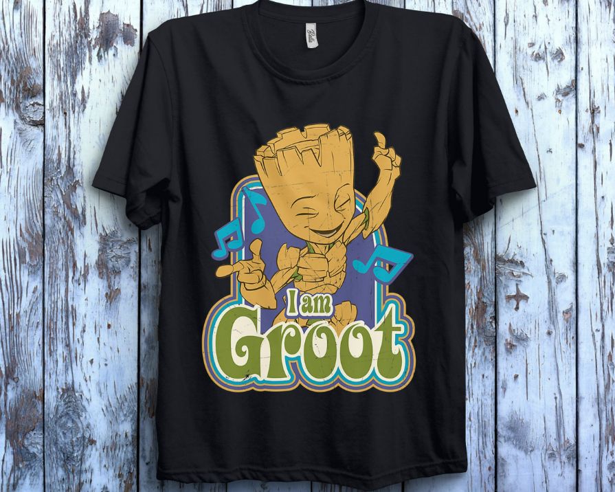 Marvel Guardians of the Galaxy I am Groot Vintage Music Graphic Unisex Gift T-Shirt