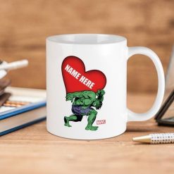 Marvel Hulk Heart Valentines Premium Sublime Ceramic Coffee Mug White