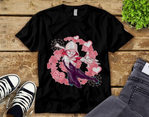 Marvel Spider-Man Into the Spider-Verse Gwen Stacy Hearts Unisex Tee Adult T-Shirt