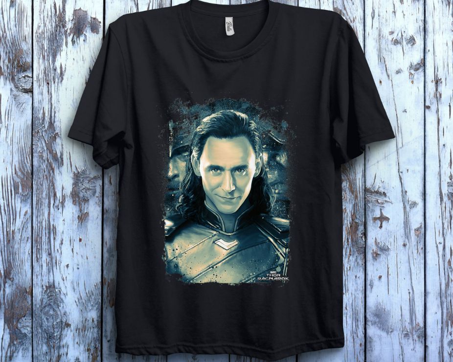 Marvel Thor Ragnarok Loki Distressed Portrait Unisex Gift T-Shirt