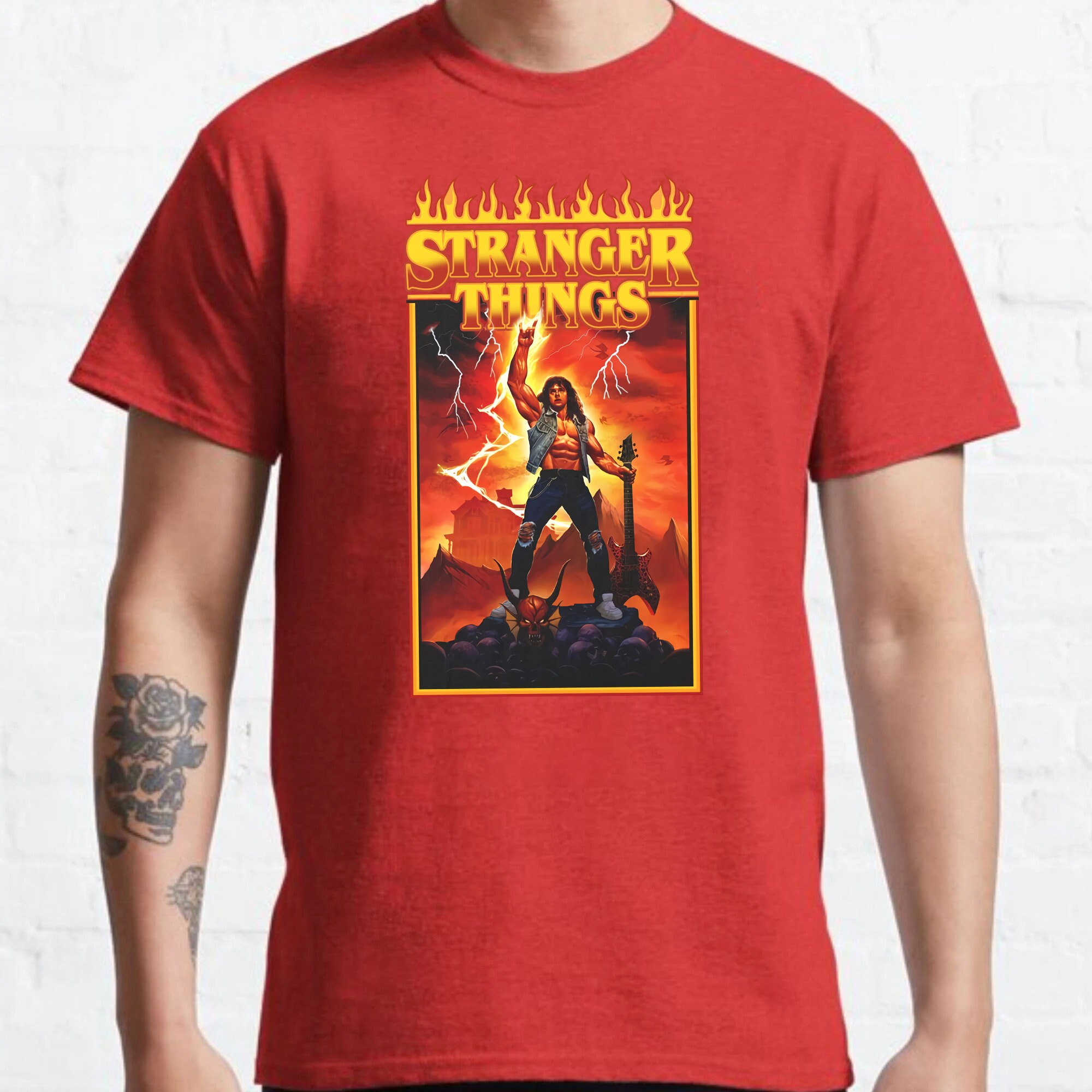 Stranger Things Eddie Munson With Pumpkinhead T-Shirt All Over Print Shirts  –