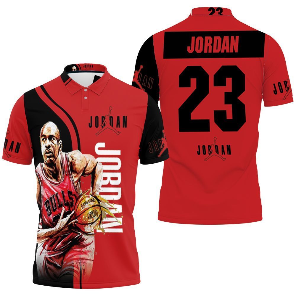 Michael Jordan 23 Chicago Bulls Running 3d Polo Shirt Jersey All Over Print Shirt 3d T-shirt