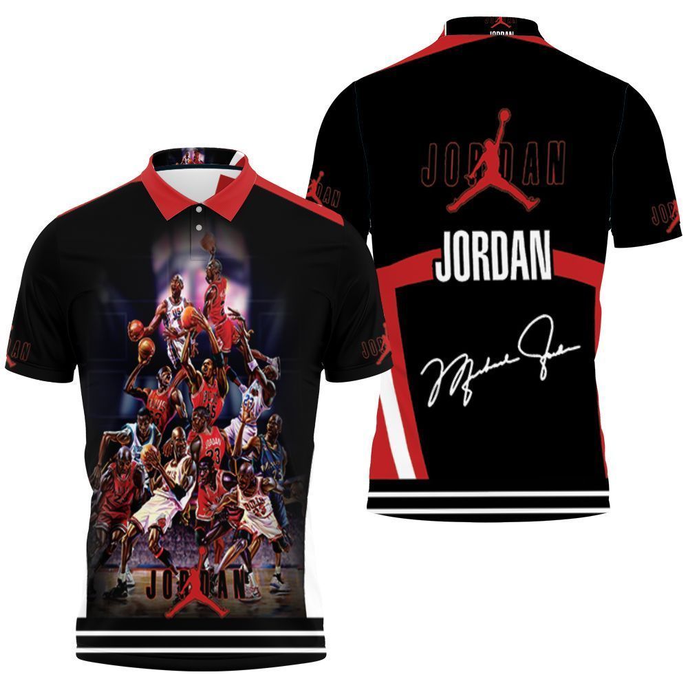 Michael Jordan Chicago Bulls Signed 3d Polo Shirt Jersey All Over Print Shirt 3d T-shirt