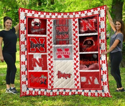 Nebraska Cornhuskers Football 1 Quilt Blanket Fan Made