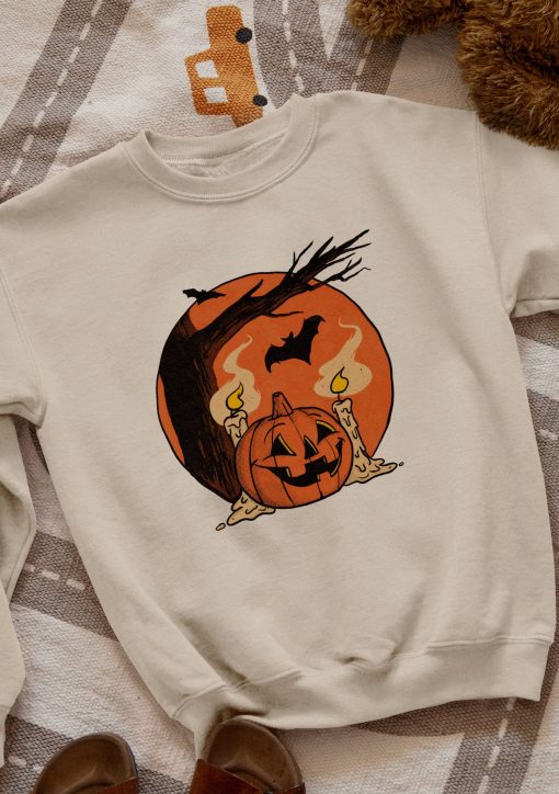 New Moon Pumpkin Scene Halloween Vintage Unisex T-Shirt