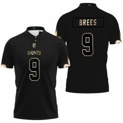 New Orleans Saints 9 Drew Brees Black Golden Edition Mens Jersey Inspired Polo Shirt Model A3661 All Over Print Shirt 3d T-shirt