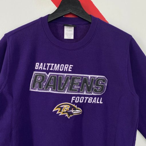 Nfl Baltimore Ravens Embroidery Logo Purple Youth Large Unisex Sweatshirt