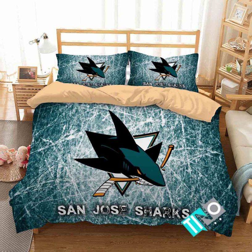 Nhl San Jose Sharks 2 Logo 3d Bedding Sets N
