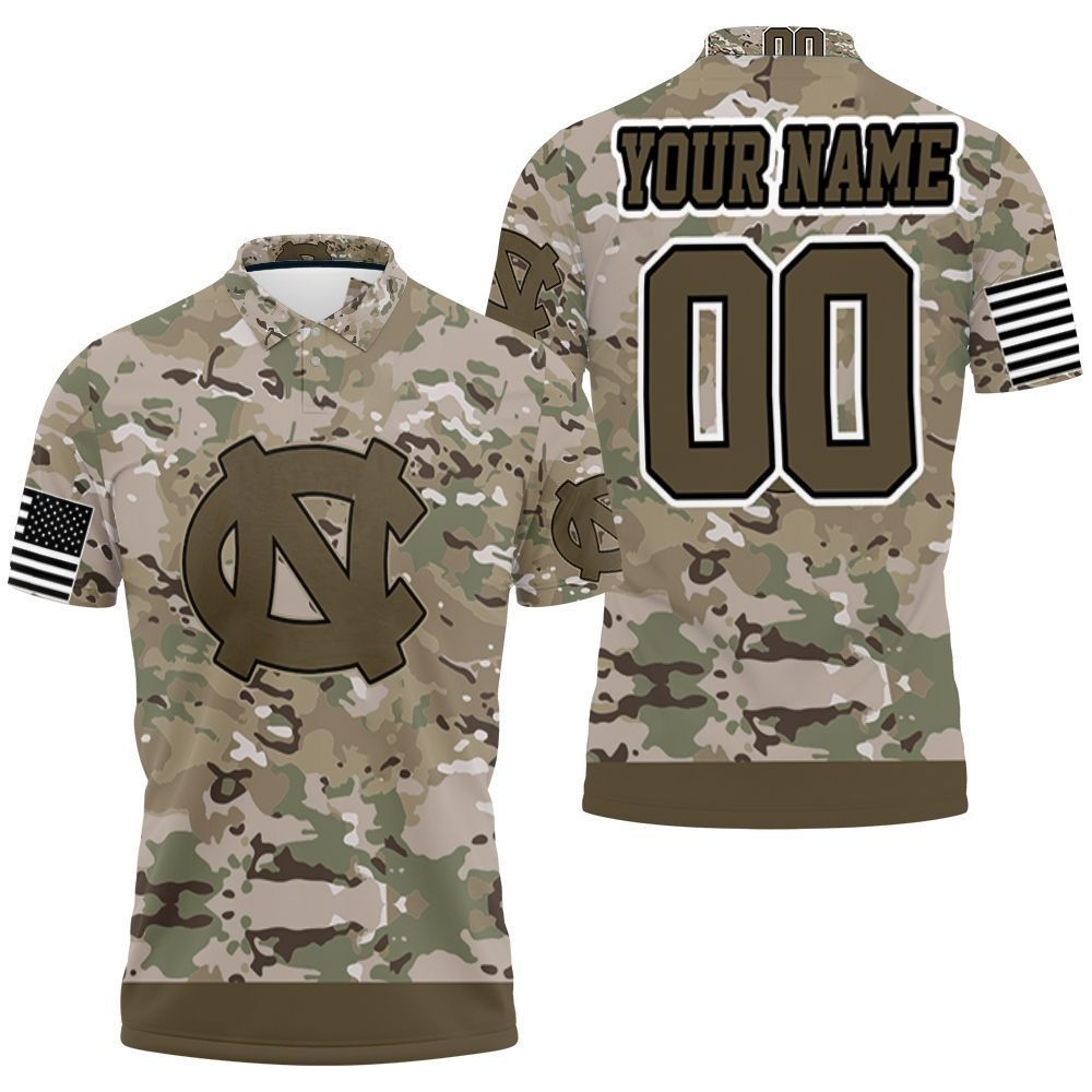 North Carolina Tar Heels Camouflage Veteran 3d Personalized Polo Shirt All Over Print Shirt 3d T-shirt