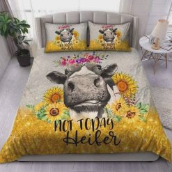 Not Today Heifer Cow Sunflower Cotton Bedding Sets