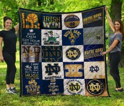 Notre Dame Fighting Irish Football Quilt Blanket