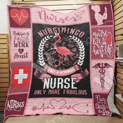 Nurse Flamingo Quilt Blanket