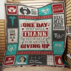 Nurse Life Thank Yourself For Never Giving Up Quilt Blanket Great Customized Gifts For Perfect Gifts For Nurse