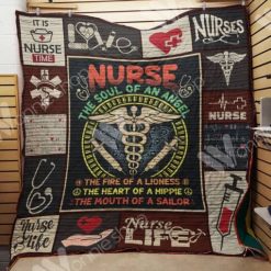 Nurse Life The Heart Of A Hippie The Mouth Of A Sailor Quilt Blanket Great Customized Gifts For Perfect Gift For Nurse