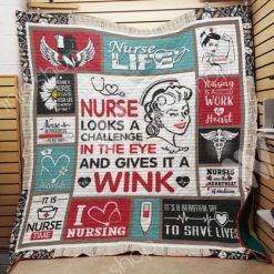 Nurse Looks A Challenge In The Eye And Gives It A Wink Quilt Blanket Great Customized Gifts For Perfect Gifts For Nurse