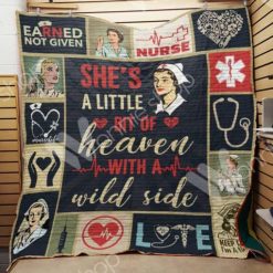 Nurse She’s A Little Bit Of Heaven With A Wild Side Quilt Blanket Great Customized Gifts For Perfect Gifts For Nurse