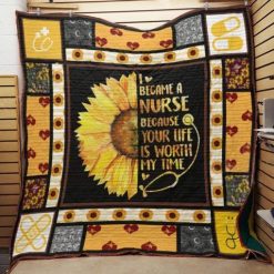 Nurse Sunflower Stethoscopes I Became A Nurse Quilt Blanket Great Customized Gifts For Perfect Gifts For Nurse