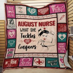 Nurse What She Tackles She Conquers Quilt Blanket Great Customized Gifts For Perfect Gifts For Nurse