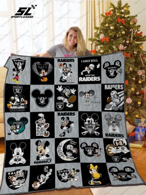 Oakland Raiders Mickey Mouse Quilt Blanket