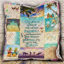 Ocean The Ocean Stirs The Heart Quilt Blanket Great Customized Gifts For Perfect Gifts For Ocean Lover