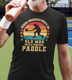 Old Man With Pickleball Paddle Player Grandpa Unisex T-Shirt