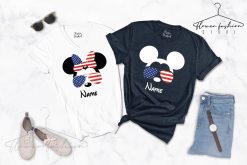 Patriotic Mickey And Minnie Sunglasses 4th Of July American Flag Unisex T-Shirt