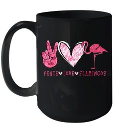 Peace Love Flamingo Premium Sublime Ceramic Coffee Mug Black