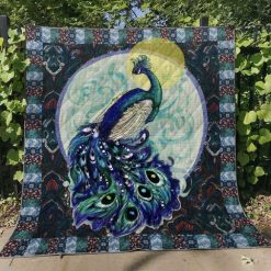 Peacock And Moon Quilt Blanket Great Customized Gifts For Perfect Gifts For Peacock Lover