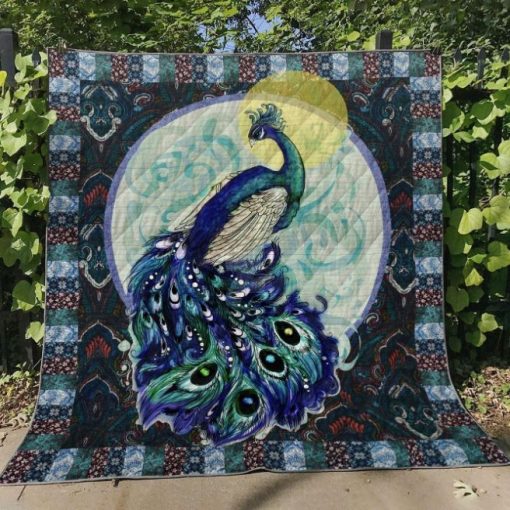 Peacock And Moon Quilt Blanket Great Customized Gifts For Perfect Gifts For Peacock Lover