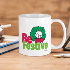 Peanuts Snoopy Be Festive Premium Sublime Ceramic Coffee Mug White