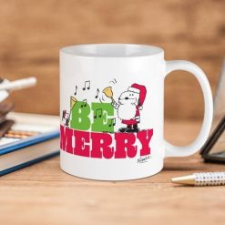 Peanuts Snoopy Be Merry Christmas Premium Sublime Ceramic Coffee Mug White