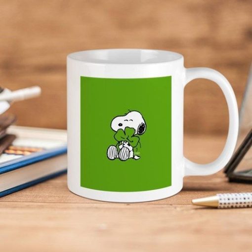 Peanuts Snoopy Shamrock St Patrick’s Day Premium Sublime Ceramic Coffee Mug White