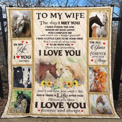 Personalized Horse To My Wife From Husband I Love You Forever And Always Quilt Blanket Great Customized Gifts For Wedding Valentine’s Day