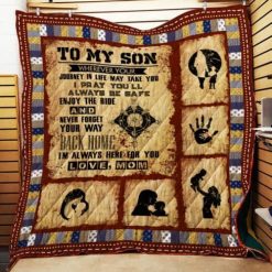 Personalized To My Son Mom Quilt Blanket From Mom I’m Always Here For You Great Customized Blanket Gifts For