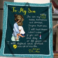 Personalized To My Son Quilt Blanket From Mom I Will Defend And Protect You All Of My Life Great Customized Blanket Gifts For