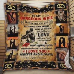 Personalized To My Wife From Husband Meeting You Was Fate Quilt Blanket Great Customized Gifts For Wedding Valentine’s Day