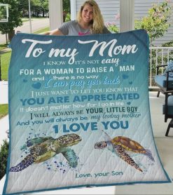 Personalized Turtle To My Mom Quilt Blanket From Son You Will Always Be My Loving Mother Great Customized Gift For Mother’s day Mother’s Day