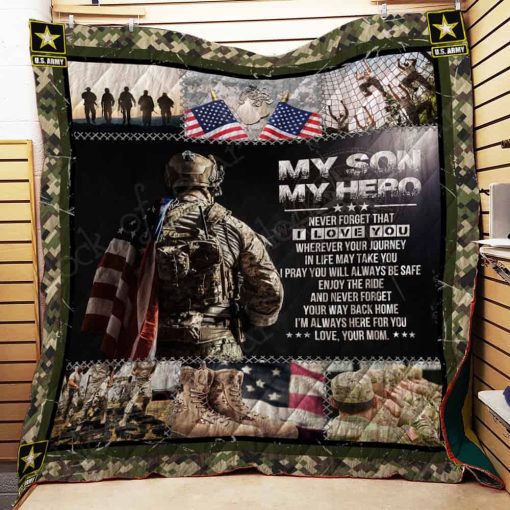 Personalized U.S Army To My Son Quilt Blanket From Mom Never Forget That I Love You Great Customized Blanket Gifts For