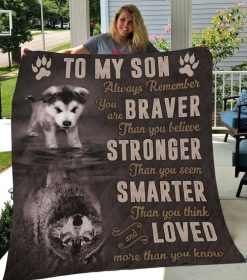 Personalized Wolf To My Son From Parent Always Remember You Are Braver Quilt Blanket Great Customized Gifts For Perfect Gifts For Wolf Lover