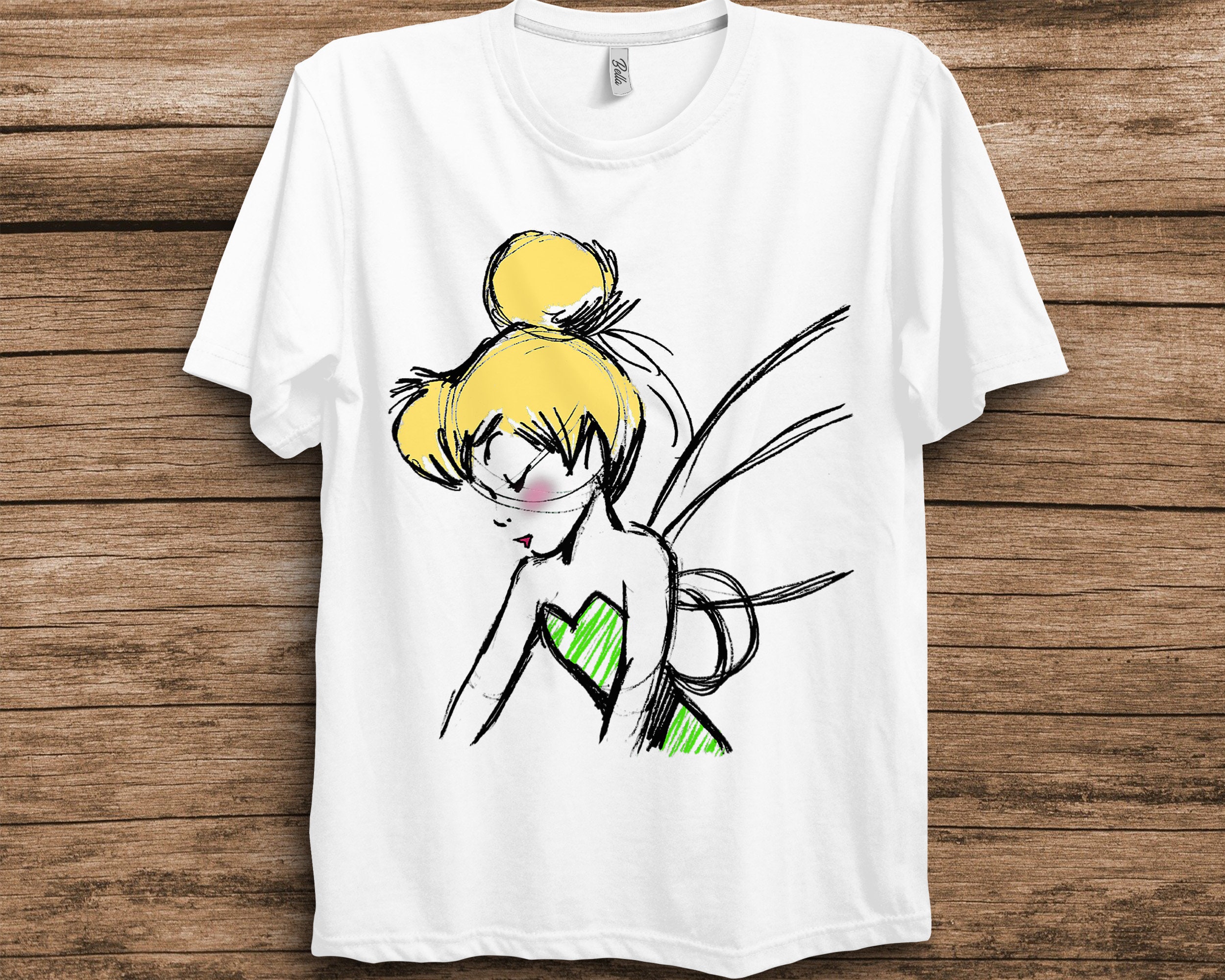 Peter Pan Tinker Bell Sketch Profile Disney Unisex T-Shirt