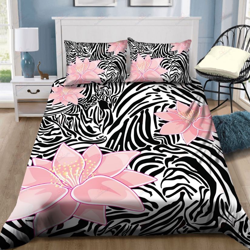 Pink Lily Zebra Print Bedding Set