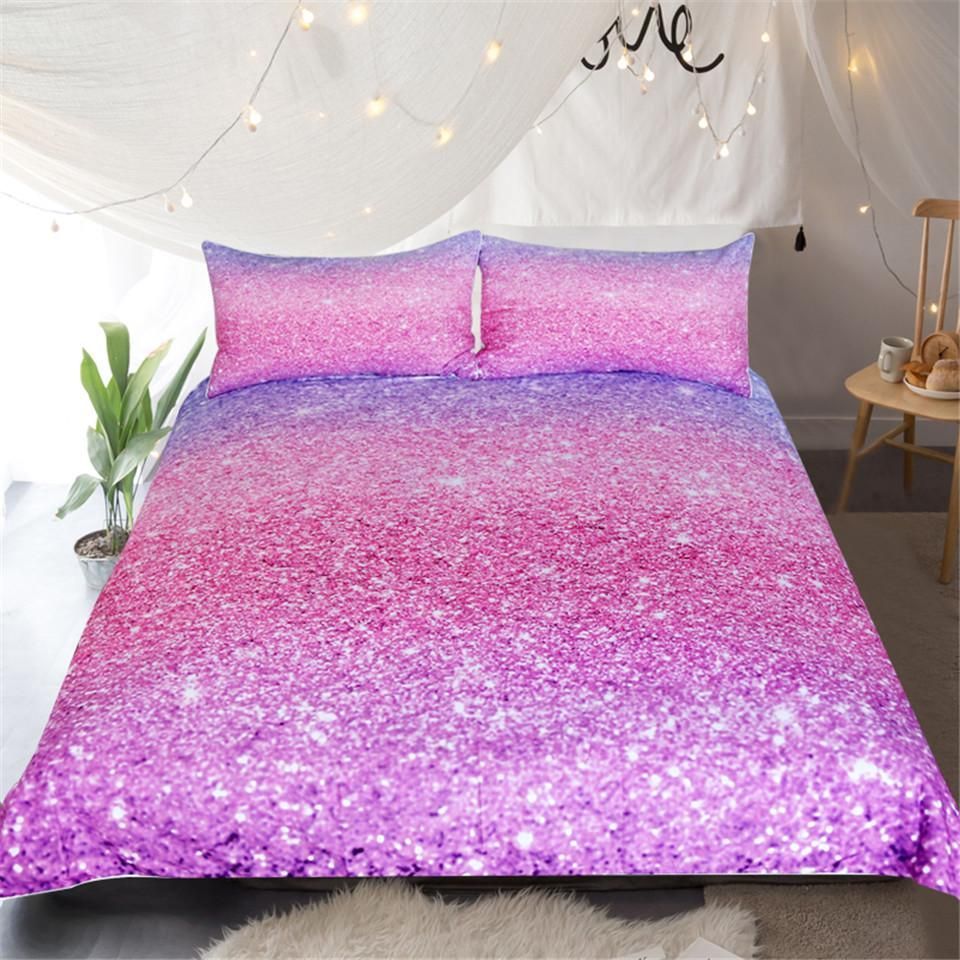 Pink Purple Glittery Cotton Bedding Sets