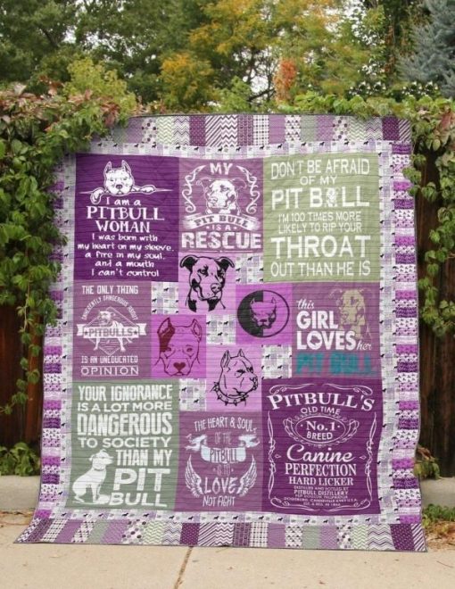 Pitbull Heart And Soul Quilt Blanket Fan Made