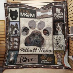 Pitbull Mom Live Love Bark Quilt Blanket Great Customized Blanket Gifts For