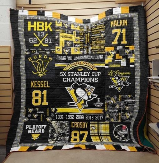 Pittsburgh Penguins Back To Back Champions Quilt Blanket Great Customized Blanket Gifts For